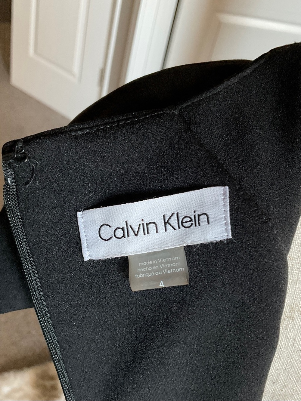 Calvin Klein Black Cap-Sleeve Midi Sheath Dress - Picture 2 of 4